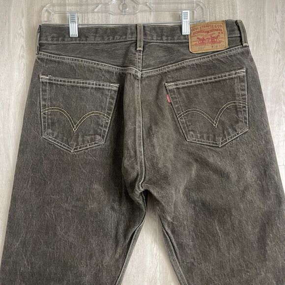 Levis 501 Jeans Men 36x34 Brown Button Fly Denim Faded Y2k VTG Rugged México - Picture 15 of 16